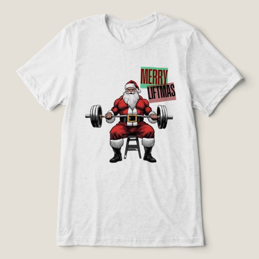 フィットネスおもしろいクリスマスリフトマスバルベルサンタ トライブレンドTシャツ (デザイン正面)