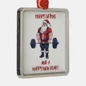 フィットネスおもしろいクリスマスリフトマスバルベルサンタ メタルオーナメント (右)