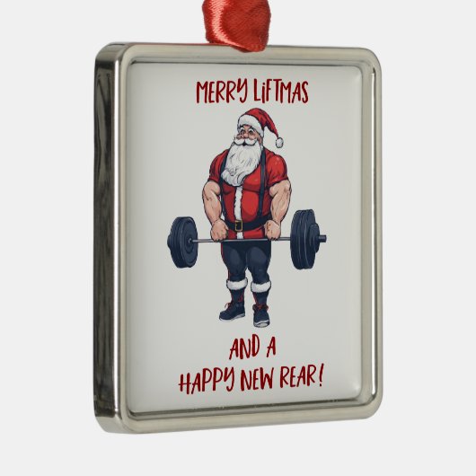 フィットネスおもしろいクリスマスリフトマスバルベルサンタ メタルオーナメント (右)