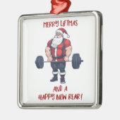 フィットネスおもしろいクリスマスリフトマスバルベルサンタ メタルオーナメント (左)
