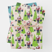 フィットネスおもしろいクリスマスリフトマスバルベルサンタ ラッピングペーパーシート (インサイチュ)