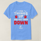 フィットネスおもしろいジム私は持ち上げヘムダウを置く Tシャツ (デザイン正面)