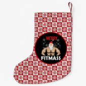 フィットネスおもしろいテーマのクリスマスフィッツマストレーナージム スモールクリスマスストッキング (裏面)