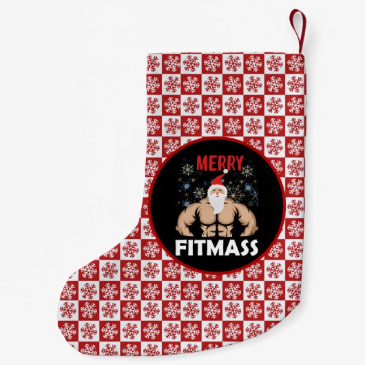 フィットネスおもしろいテーマのクリスマスフィッツマストレーナージム スモールクリスマスストッキング (裏面)