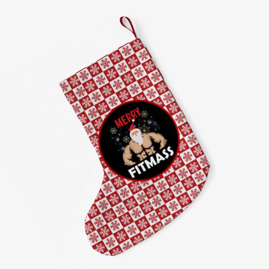 フィットネスおもしろいテーマのクリスマスフィッツマストレーナージム スモールクリスマスストッキング (裏面 (吊り時))