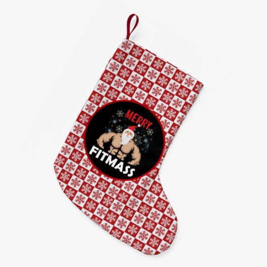 フィットネスおもしろいテーマのクリスマスフィッツマストレーナージム スモールクリスマスストッキング (正面 (吊り時))