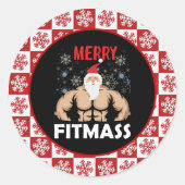 フィットネスおもしろいテーマのクリスマスフィッツマストレーナージム ラウンドシール (正面)