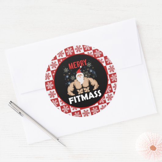 フィットネスおもしろいテーマのクリスマスフィッツマストレーナージム ラウンドシール (封筒)