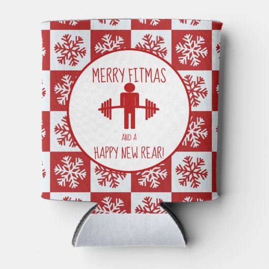 フィットネスおもしろいテーマのクリスマスフィッツマストレーナージム 缶クーラー (正面)