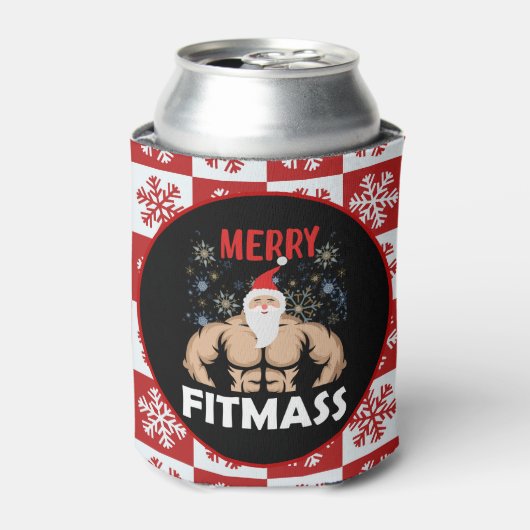 フィットネスおもしろいテーマのクリスマスフィッツマストレーナージム 缶クーラー (缶正面)