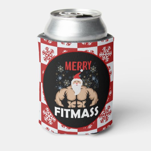 フィットネスおもしろいテーマのクリスマスフィッツマストレーナージム 缶クーラー (缶裏面)