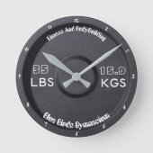 フィットネスおよびボディビル体操35ポンド/15.9KGS ラウンド壁時計 (正面)