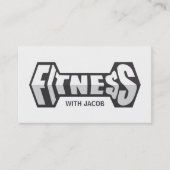 フィットネスお洒落ダンベルタイポグラフィフィットネストレーナー 名刺 (正面)