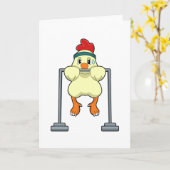 フィットネスでチキンを引っ張る カード (黄色い花)