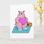 フィットネスでラジオを聴くカバ.PNG カード (黄色い花)