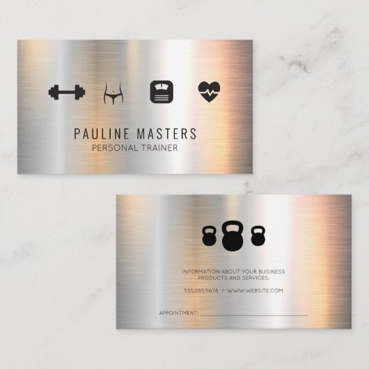 フィットネスと栄養 |パーソナルトレーナー 予約カード (正面/裏面)