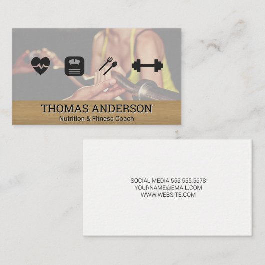 フィットネスと正常性のアイコン | トレーニングセッション 名刺 (正面/裏面)
