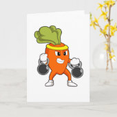 フィットネスにニンジン ダンベル付き カード (黄色い花)