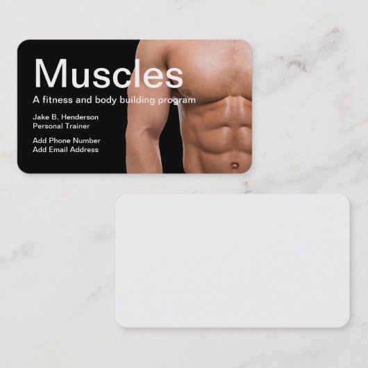 フィットネスのインストラクターのパーソナルトレーナー 名刺 (正面/裏面)