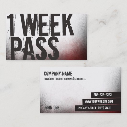 フィットネスのクラスの名刺1つの週のパス 名刺 (正面/裏面)