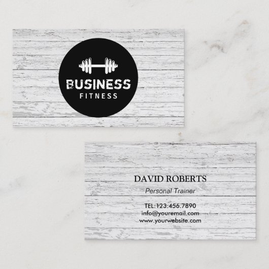 フィットネスのトレーナーのモダンで黒い円木体育館 名刺 (正面/裏面)
