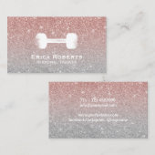 フィットネスのトレーナーのモダンのばら色の金ゴールド及び銀のグリッター 名刺 (正面/裏面)