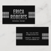 フィットネスのトレーナーの暗いモダンな銀製のスパンコールのストライプ 名刺 (正面/裏面)