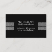 フィットネスのトレーナーの暗いモダンな銀製のスパンコールのストライプ 名刺 (裏面)