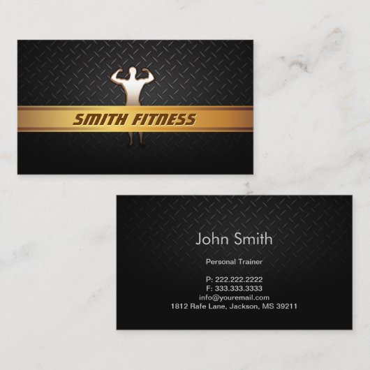フィットネスのトレーナーの金ゴールドのストライプの暗闇の金属 名刺 (正面/裏面)