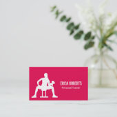 フィットネスのパーソナルトレーナーのモダンなショッキングピンク 名刺 (スタンド正面)