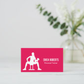 フィットネスのパーソナルトレーナーのモダンなショッキングピンク 名刺 (スタンド正面)