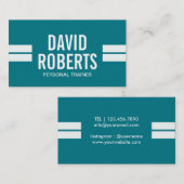 フィットネスのパーソナルトレーナーのモダンのストライプなティール（緑がかった色） 名刺 (正面/裏面)