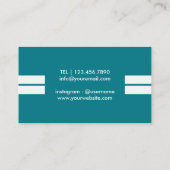 フィットネスのパーソナルトレーナーのモダンのストライプなティール（緑がかった色） 名刺 (裏面)