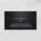 フィットネスのパーソナルトレーナーの専門の暗い金属 名刺 (裏面)