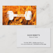 フィットネスのパーソナルトレーナーの火及びダンベル 名刺 (正面/裏面)