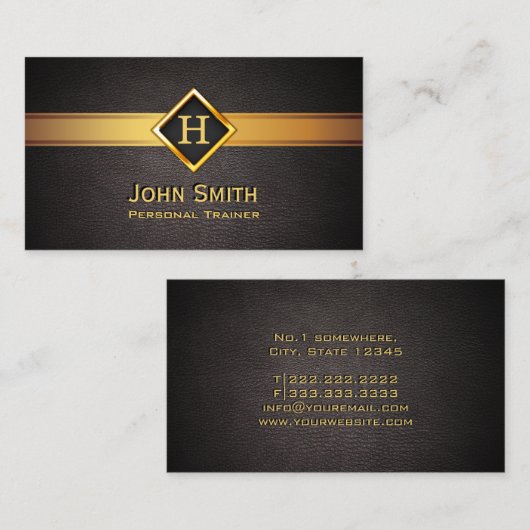 フィットネスのパーソナルトレーナーの王室のなモノグラムの金ゴールドのラベル 名刺 (正面/裏面)