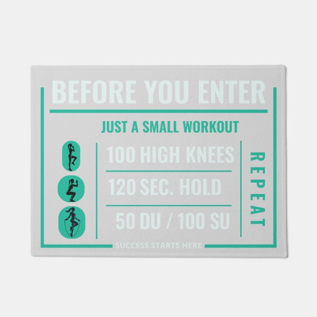 フィットネスのモチベーションが戸口から始まる ドアマット (正面)