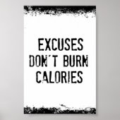 フィットネスのモチベーション：言い訳はカロリーを燃やさない ポスター (正面)