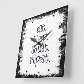 フィットネスの体育館の引用文: 食べて下さい、眠らせて下さい、しゃがんで下さい スクエア壁時計 (傾斜)