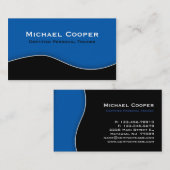 フィットネスの名刺の専門の黒い青 名刺 (正面/裏面)