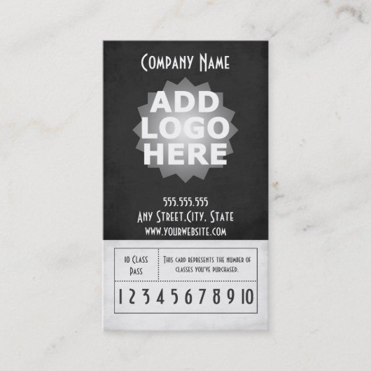 フィットネスの名刺10のクラスのパスのテンプレート ロイヤリティカード (正面)