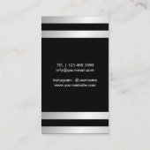 フィットネスの女の子のトレーナーのピンクのダンベルの銀のストライプ 名刺 (裏面)