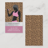 フィットネスの女の子のパーソナルトレーナーのヒョウのプリントのモダン 名刺 (正面/裏面)