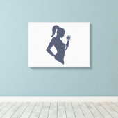 フィットネスの女の子はダンベルを持ち上げる キャンバスプリント (インサイチュ (ウッドフロア))