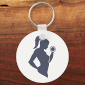 フィットネスの女の子はダンベルを持ち上げる キーホルダー (正面)