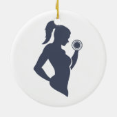 フィットネスの女の子はダンベルを持ち上げる セラミックオーナメント (裏面)