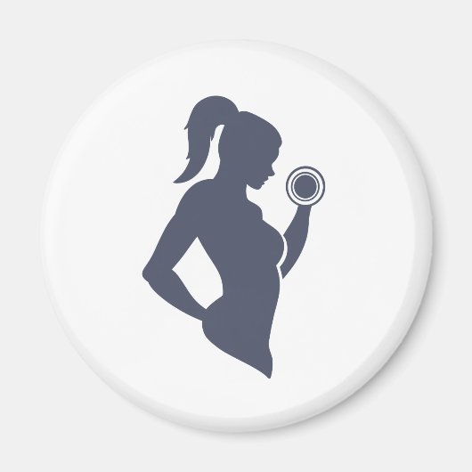 フィットネスの女の子はダンベルを持ち上げる マグネット (正面)