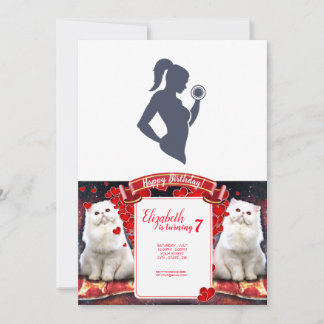 フィットネスの女の子はダンベルを持ち上げる 招待状