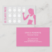 フィットネスの女の子10のクラスのパスのピンクのロイヤリティ ロイヤリティカード (正面/裏面)