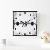 フィットネスの引用文: 生きている愛上昇 スクエア壁時計 (ホーム)
